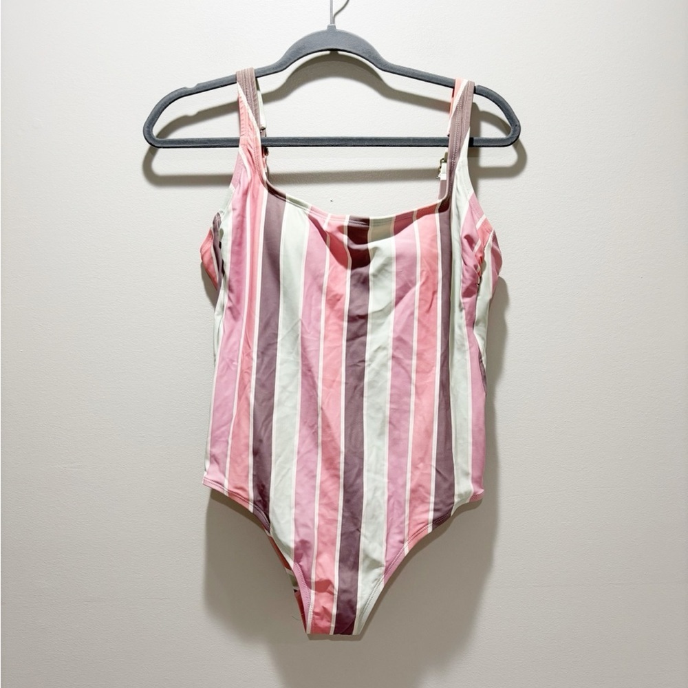 Kona Sol Women’s Multicolor Pastel Striped Swimwear One Piece Size M